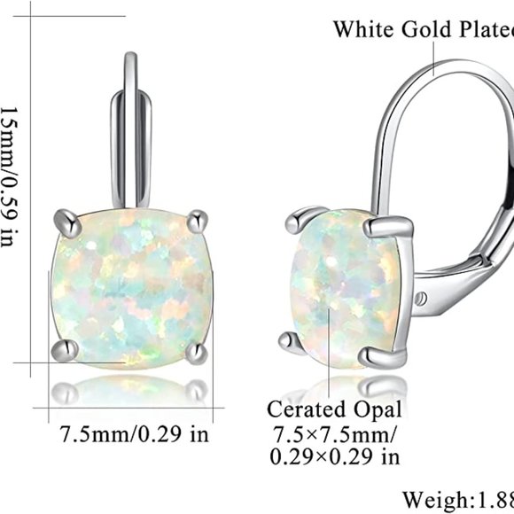 14K Gold Opal Hoops Earrings - Picture 3 of 4